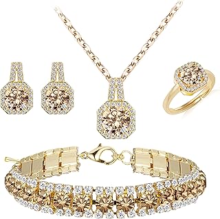 4pcs Cubic Zirconia Wedding Jewelry Sets fo...